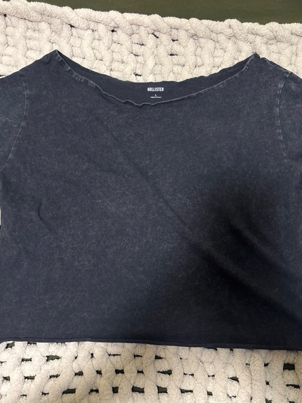 Hollister Black Mineral-Wash Cropped Tee